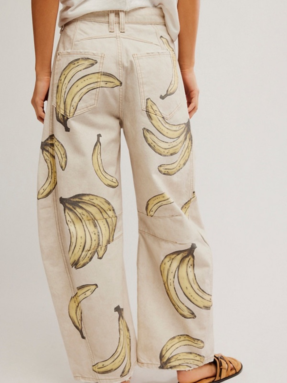 Free People- Good Luck Printed Banana Barrel Jeans - Picture 2 of 4